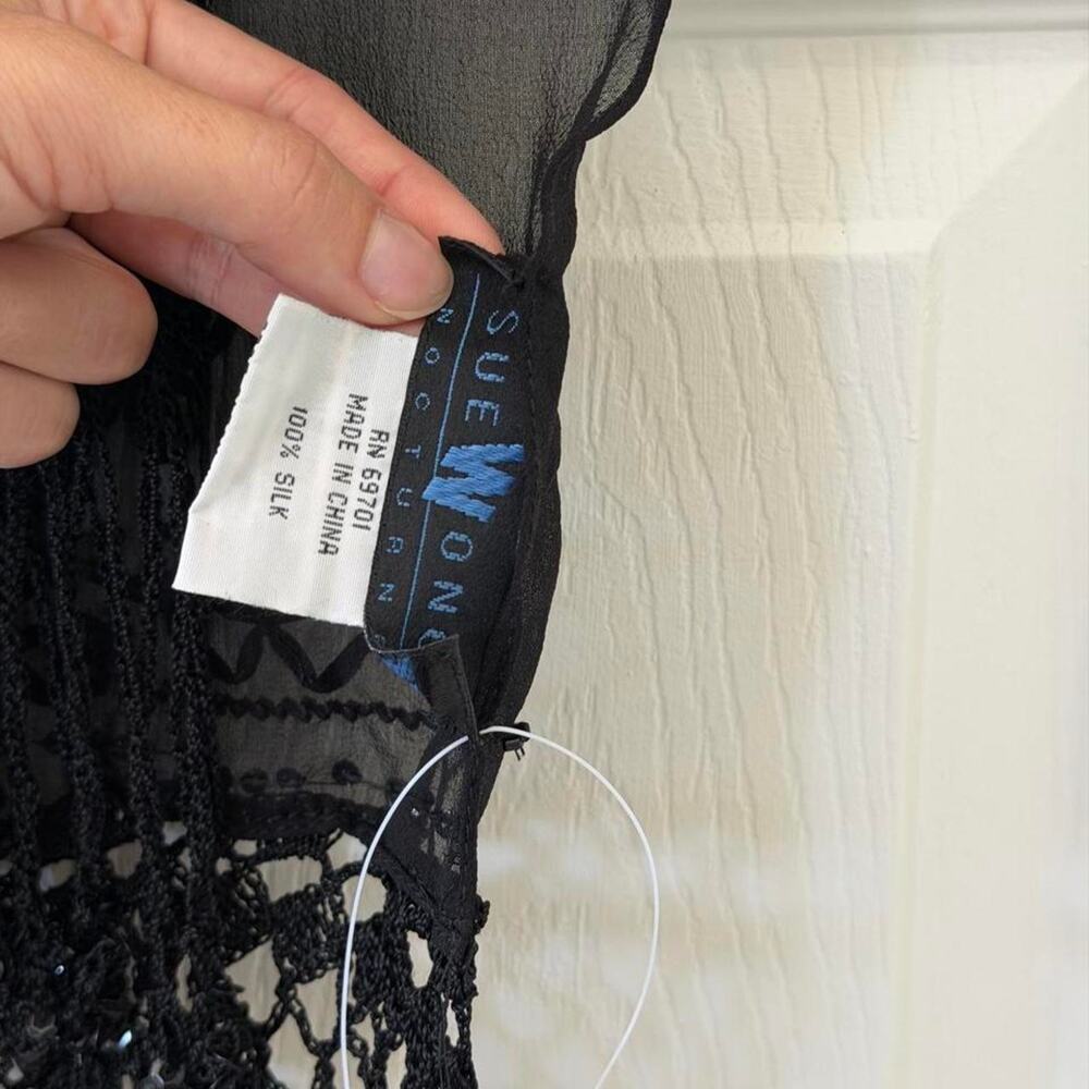 Vintage Sue Wong Black Silk Scarf - Picture 6 of 8